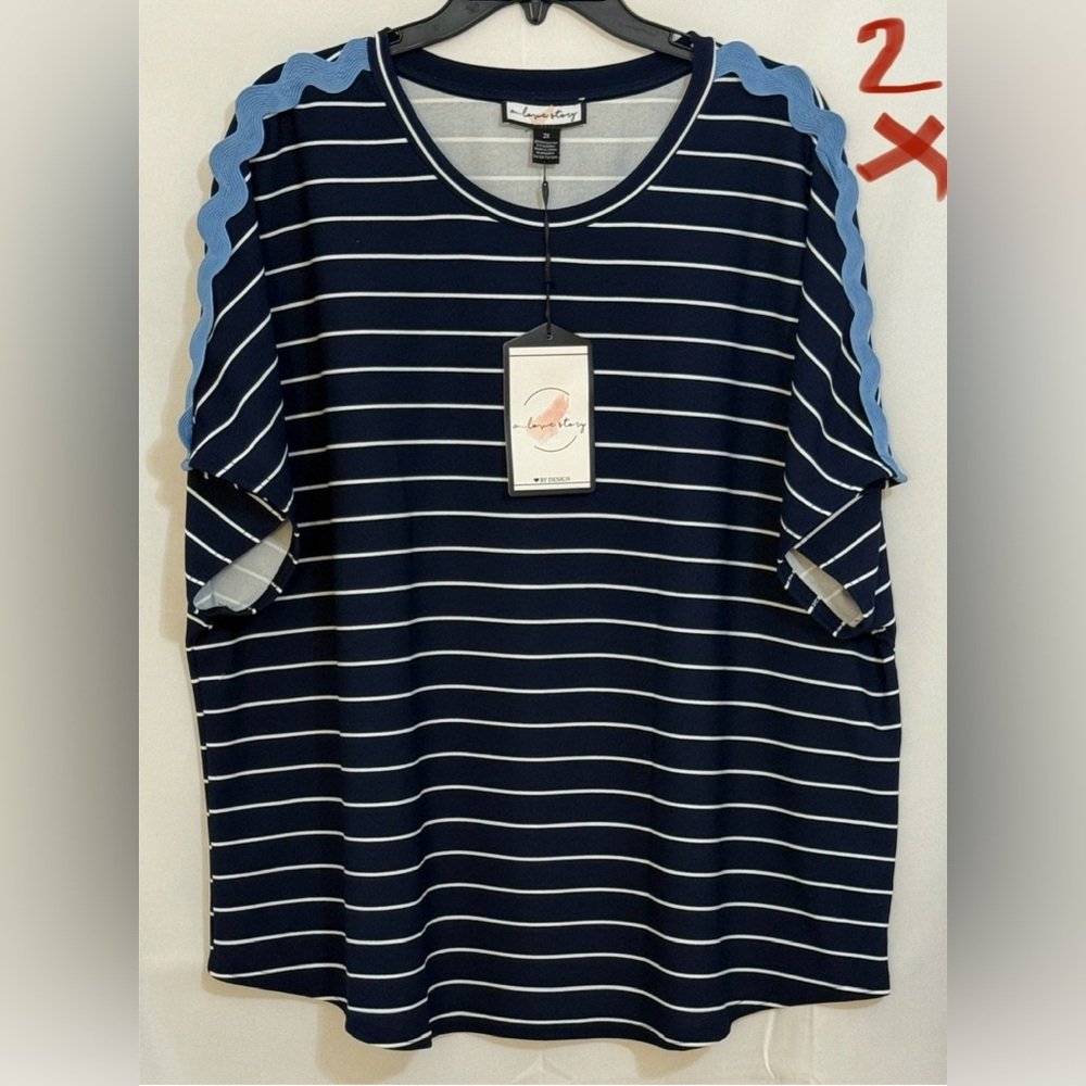Navy Striped Short Sleeve Top by Happy Sailed